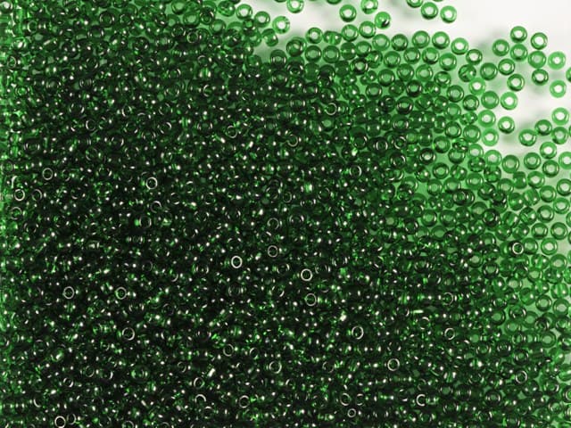 Green seed bead close-up for Green Atelier collection